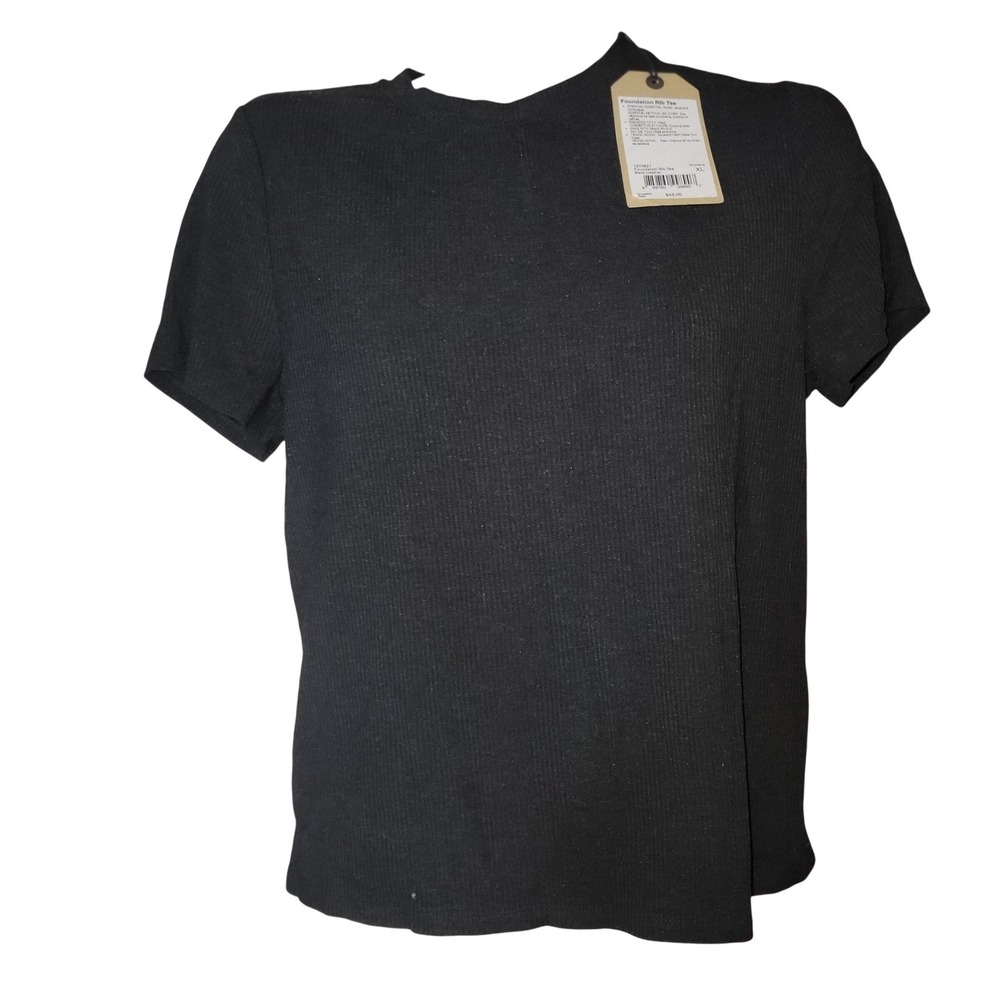 Prana NEW Foundation Rib Tee Black Heather Womens XL Short Sleeve 1970821 Hiking